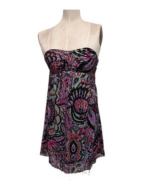 Tibi Strapless Paisley Dress in Black, Pink & Purple 10